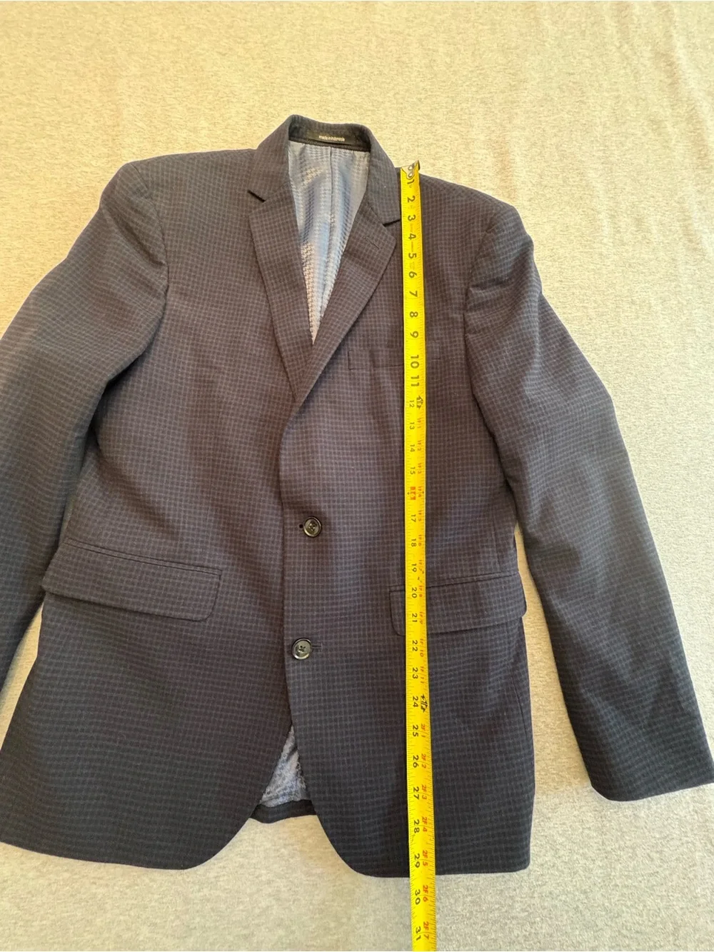Men’s Bar III 40R Slim Fit Navy Micro Check 2-Button Sport Coat Blazer Lined